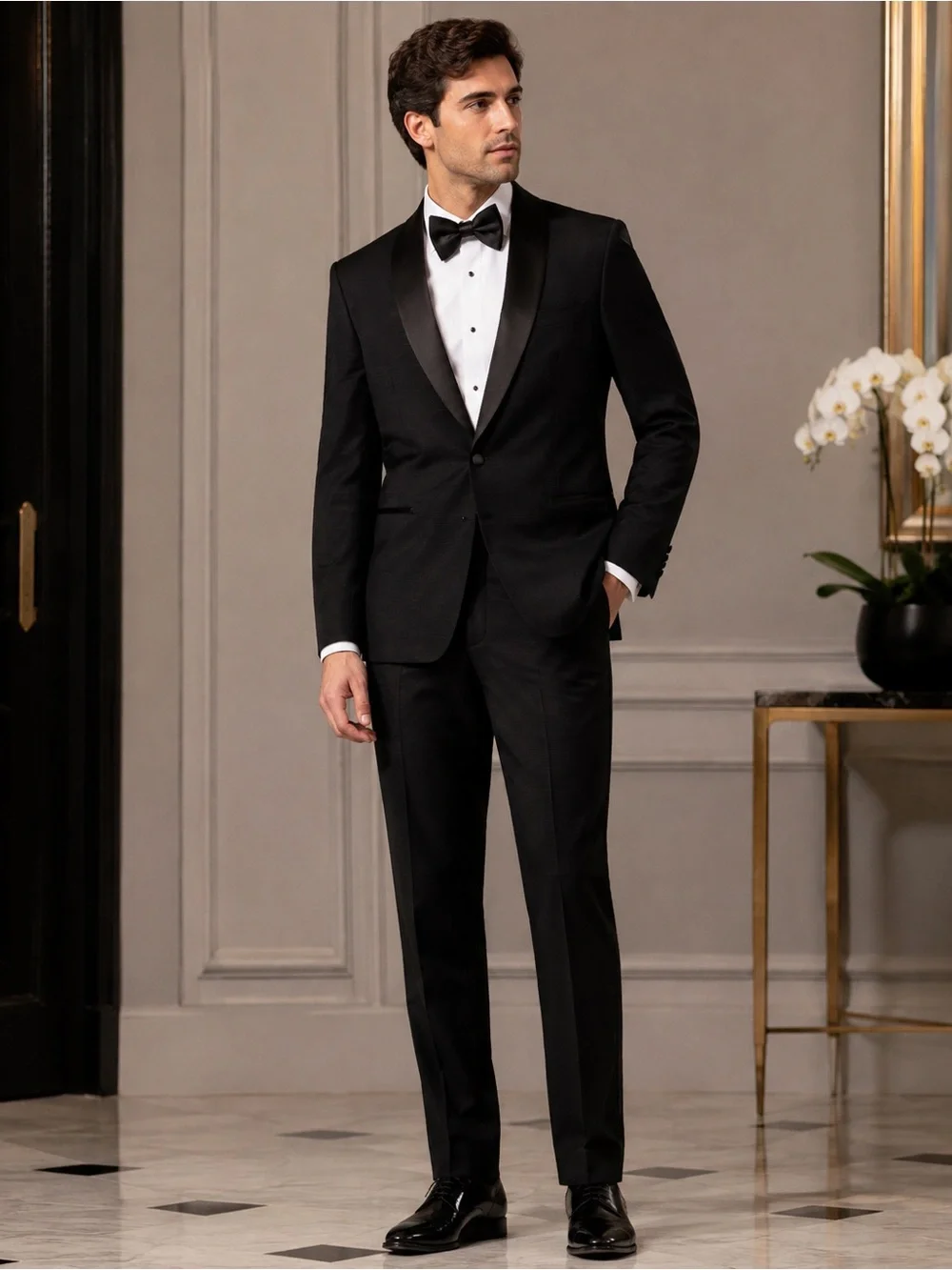 Burberry Men’s Black Tuxedo Suit 46R Made in Italy Wool Mohair Blend